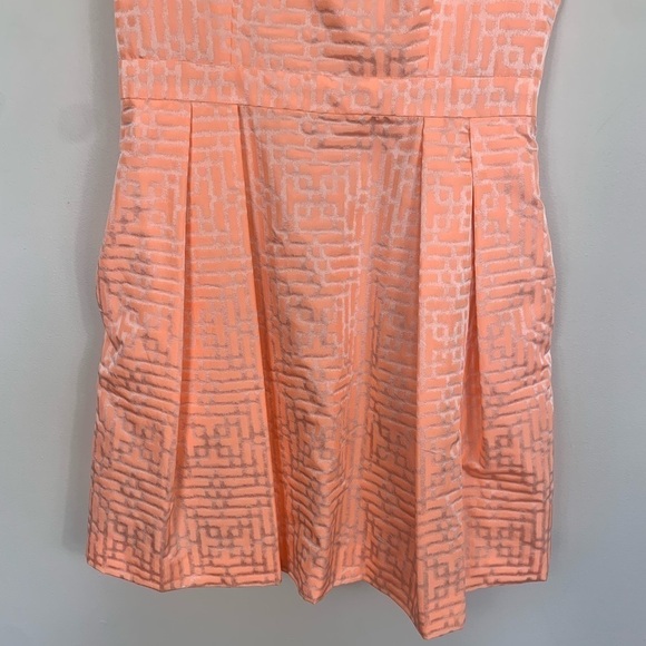 Shoshanna Pleated Sleeveless Peach Pink Mini Dress Size 4 - Picture 4 of 11